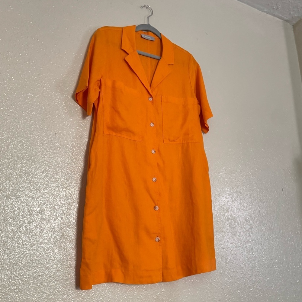Everlane The Linen Workwear Dress in Turmeric Orange - Picture 7 of 8